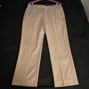 Cremieux Dress Pants Mens 33x30 Beige Flat Front Straight Leg Stretch Business